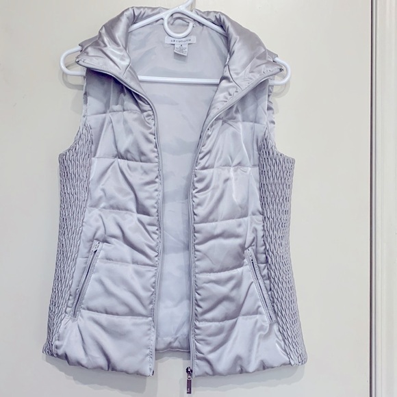 Liz Claiborne Vest, Size S, Silver Satin. - Picture 4 of 8